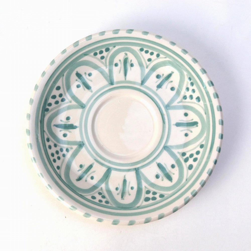 スラマ陶器 手描きコーヒーカップ ソーサー付き アーモンドグリーン