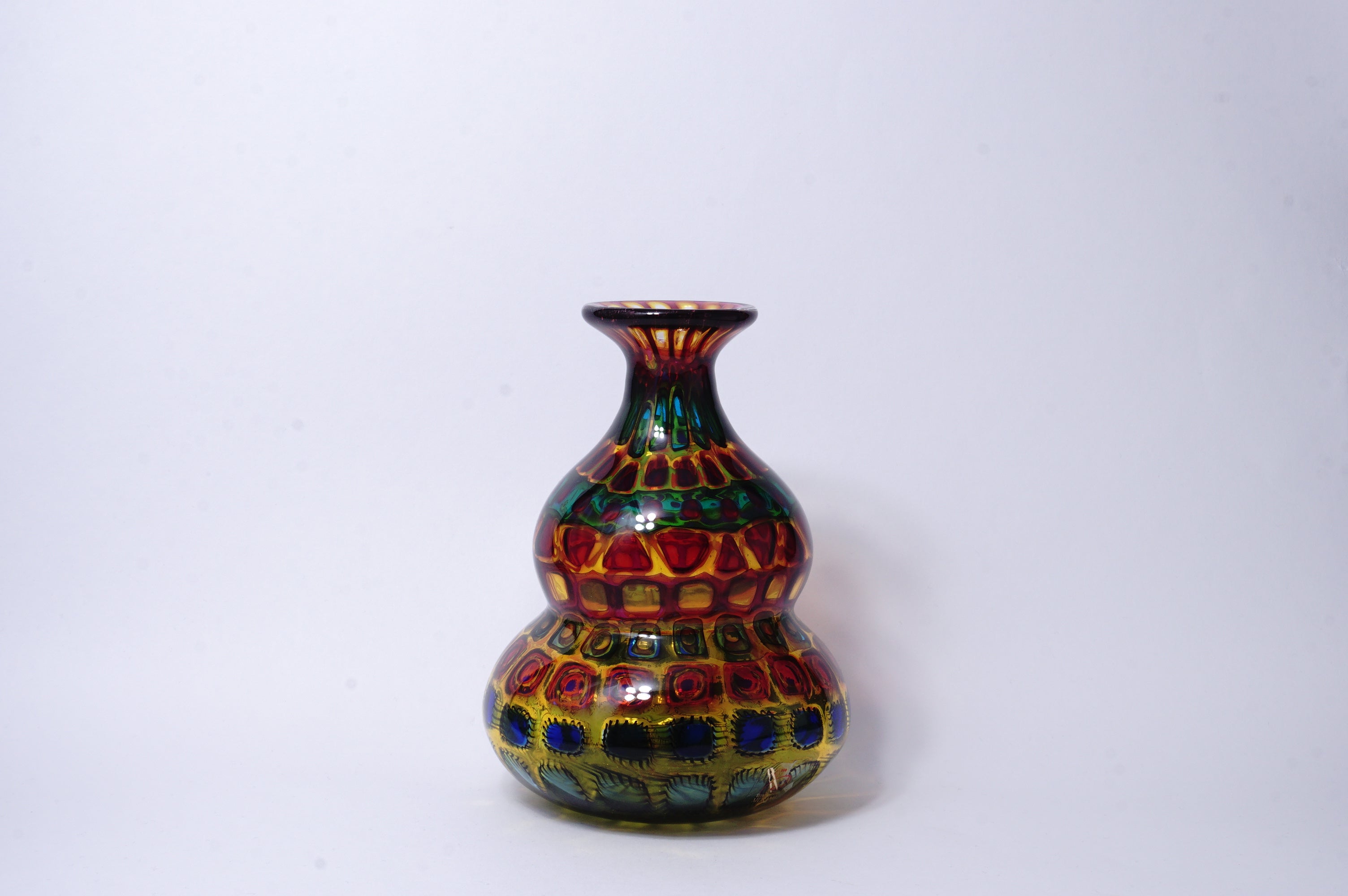 ムラーノ ベネチアングラス 人物金彩コンポート 直径25.8㎝東な7