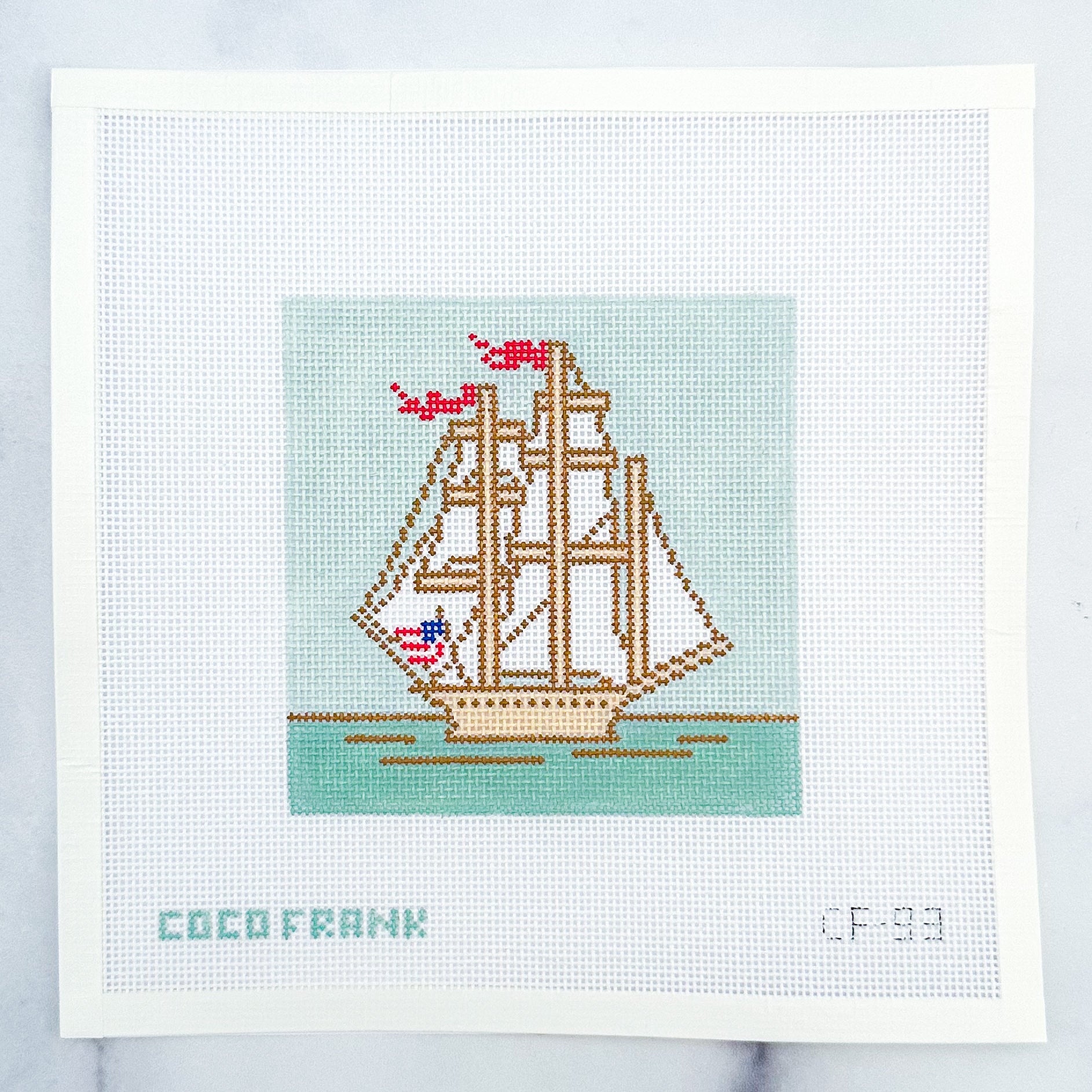 Sailing ship in the fog ビーズ刺繍の絵です Sailing ship in the fog