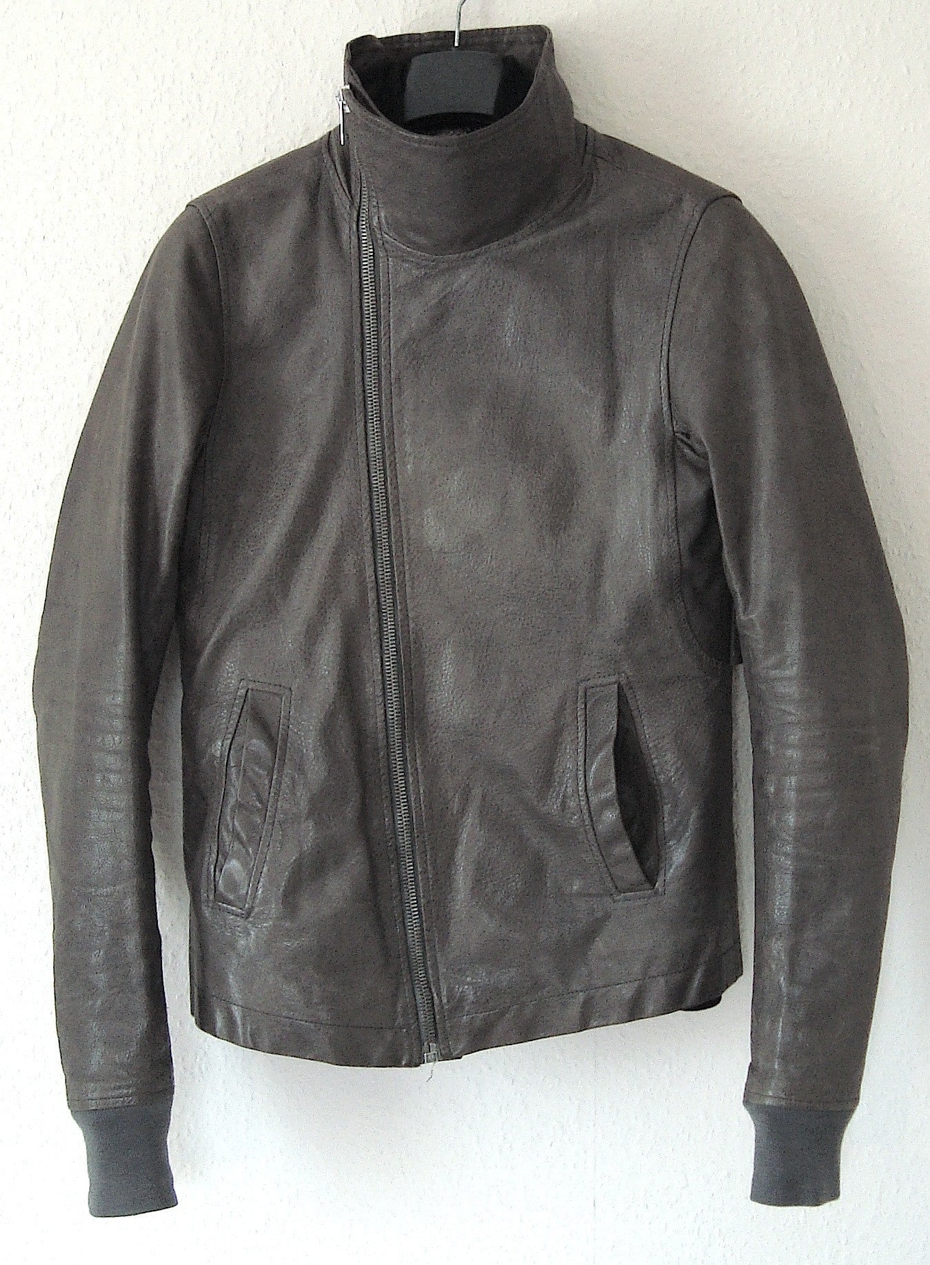 archive RENOWN neck leather wool jacket Japanese Brand Black