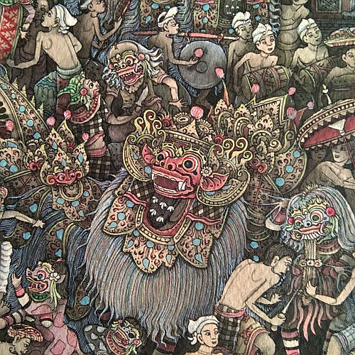 インドネシア バリ島 細密画 149cm×112cm 著名作家 配送不可