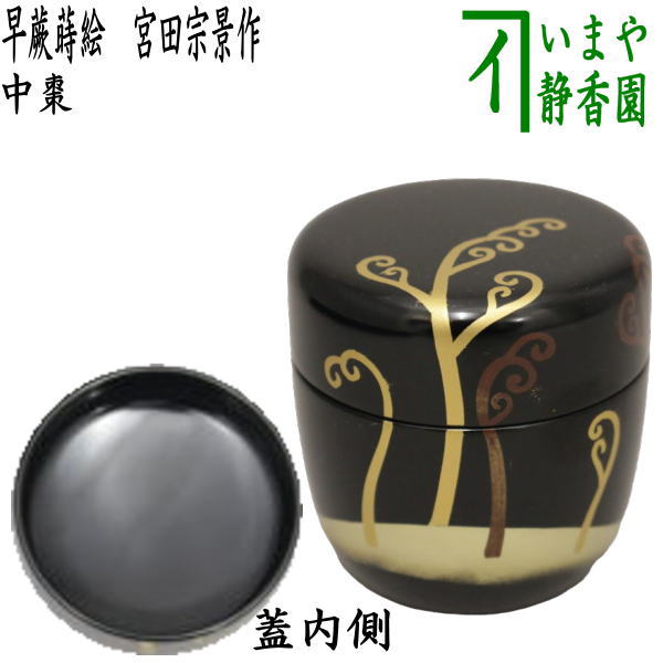 茶器/茶道具 なつめ（お薄器）】 中棗 早蕨蒔絵（わらび蒔絵） 宮田