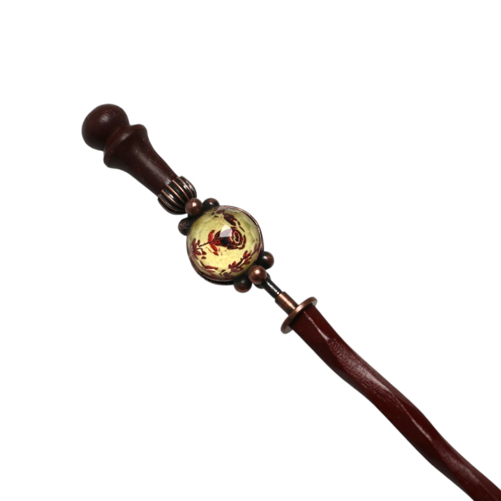 着せ替えかんざし 赤 花 木製 レトロ 着物 – TAMARUSAN