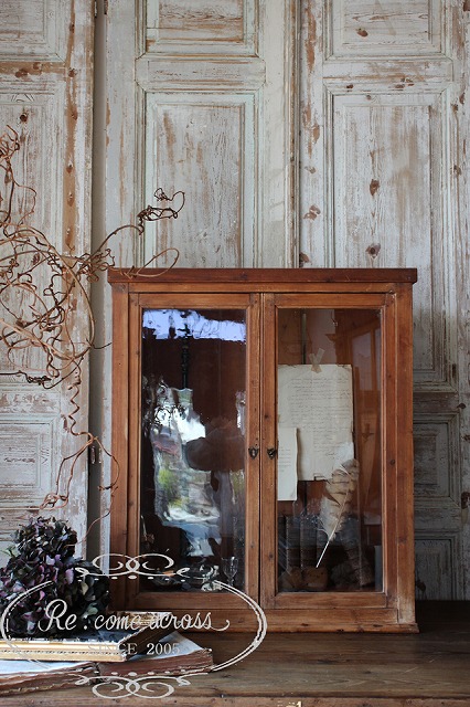 Q77 フランスアンティーク 揺らめくガラスのディスプレイケース 収納