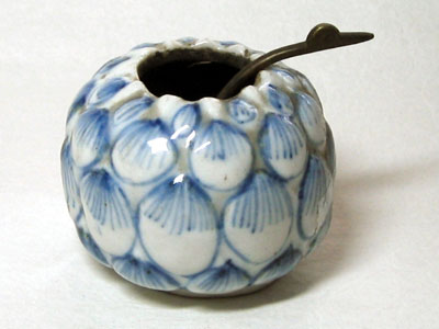 最終価格 中国骨董書道水盂匙付時代品