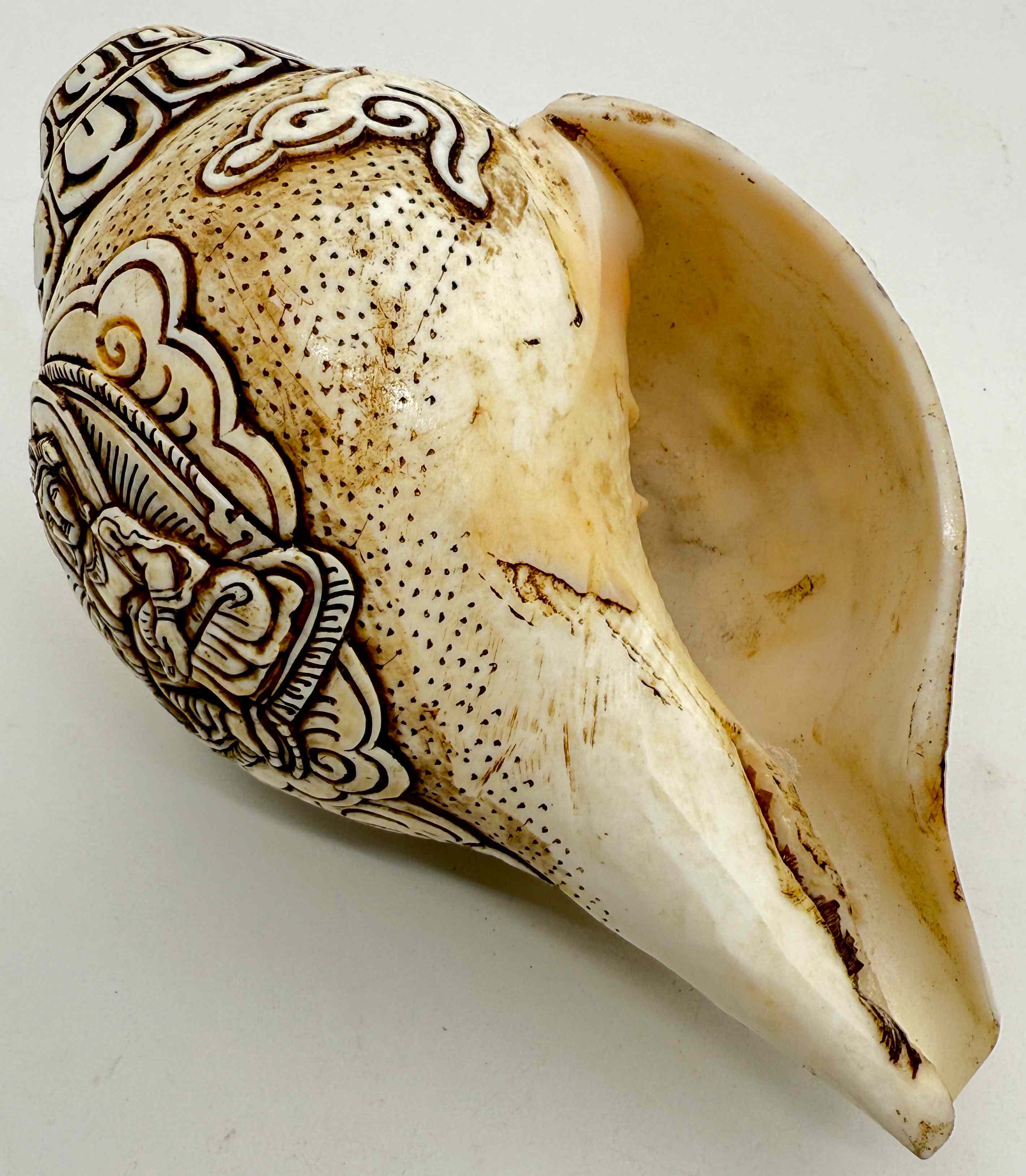 ◇チベット密教法具 法螺貝（シャンカ）クベーラ（毘沙門天