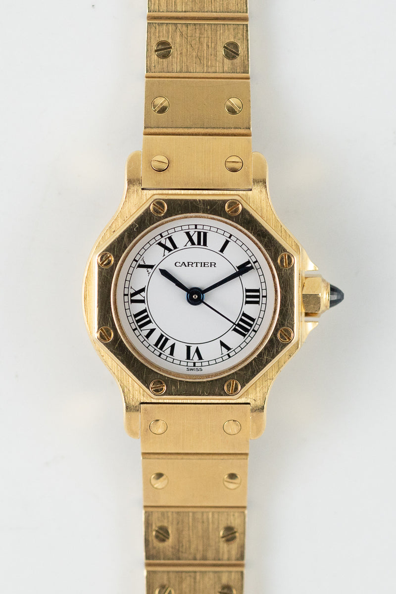 CARTIER SM SANTOS OCTAGON 18K Yellow Gold – TIMEANAGRAM
