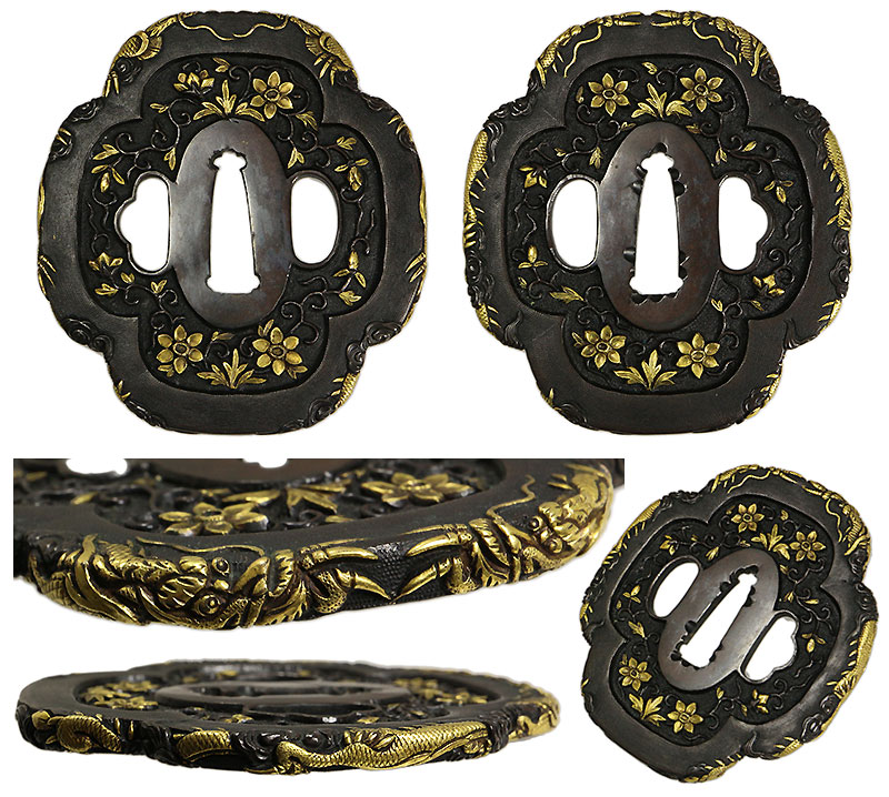 鈴木松栄三代 加州漆芸 黒柿 蔦蒔絵 扇面 香合 共布 栞付 茶道具 鈴木