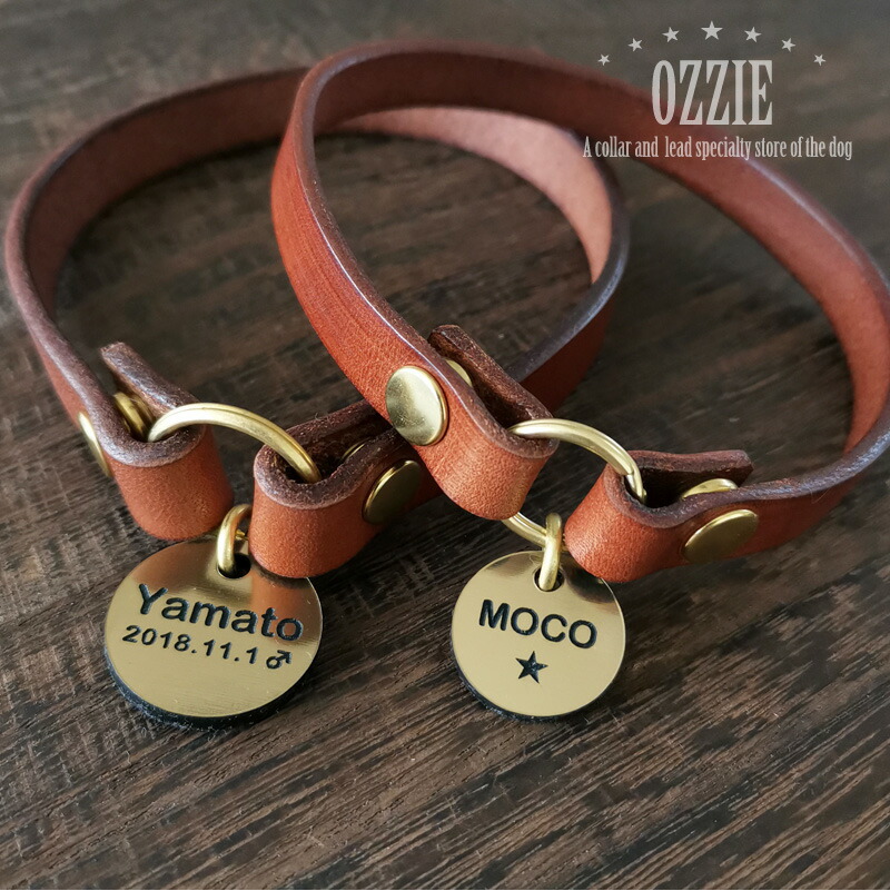 楽天市場】迷子札 チョーカー 犬 猫 名入れ☆本革 オーダーメイド 両面