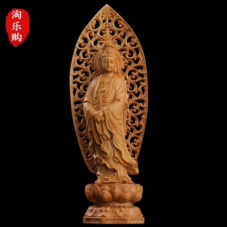 楽天市場】透かし背景 数珠 観音像 観音菩薩 立像 高級天然ツゲ材を