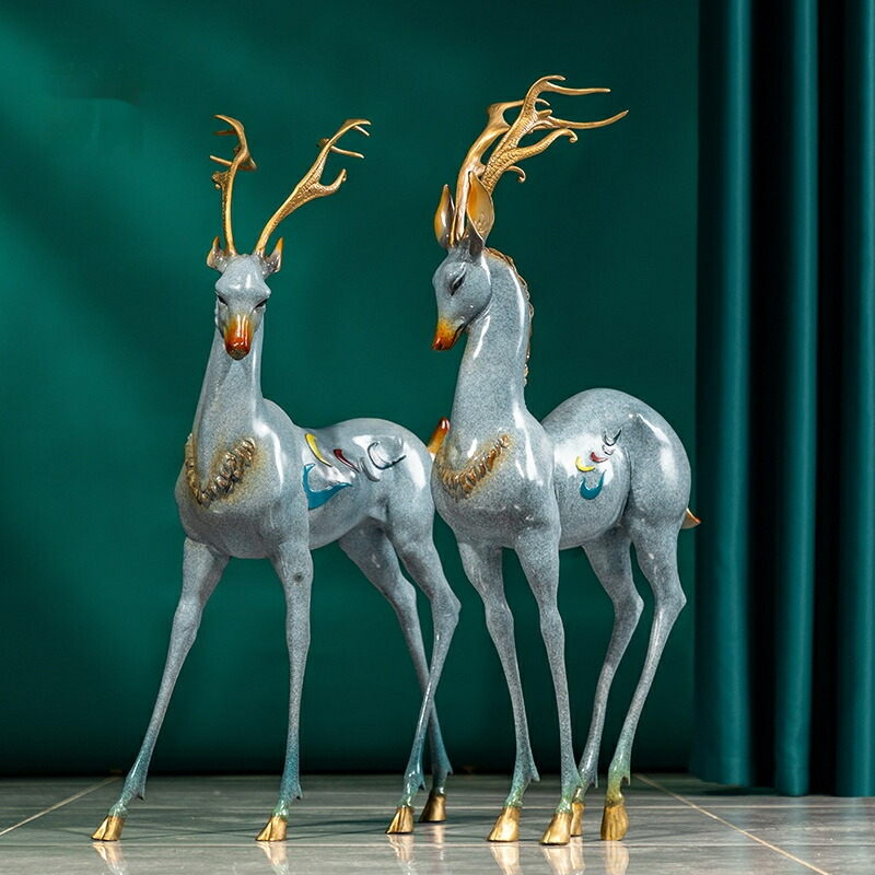 楽天市場】九色鹿 黄銅製 置物 大漆工芸 敦煌彩色 鹿像 インテリア