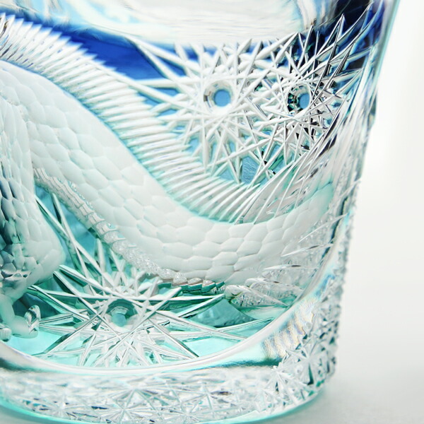 但野英芳 江戸切子 グラス 希少 青 銀座ショップ「切子職人 但野英芳