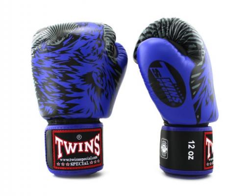 Twins ボクシンググローブ 本革製 ウルフ ブルー 10oz Twins