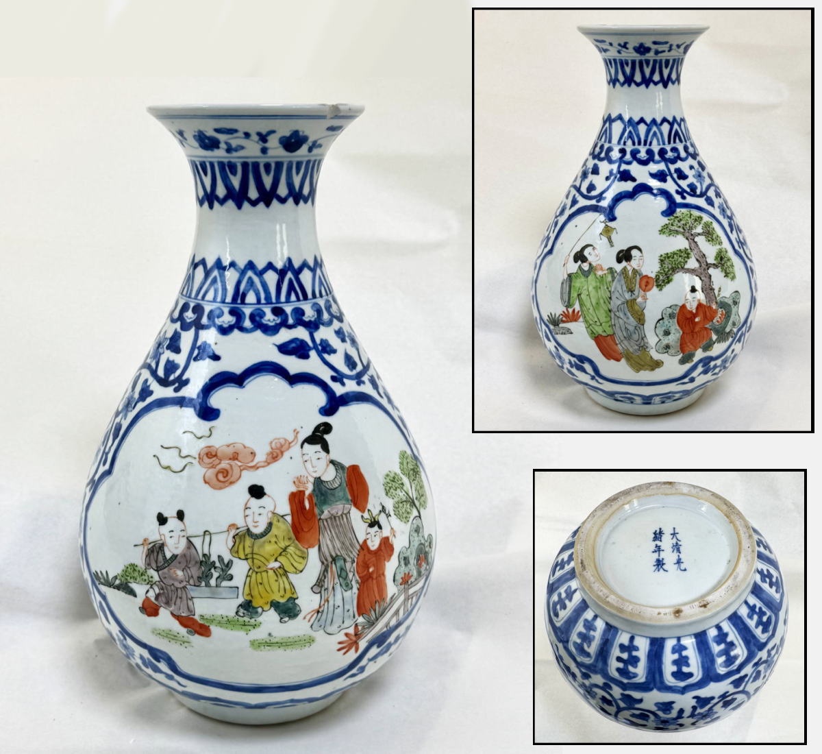 中国美術 中国古玩 台座付染付花瓶 花生 飾壷 唐物 磁器 陶芸 古美術品