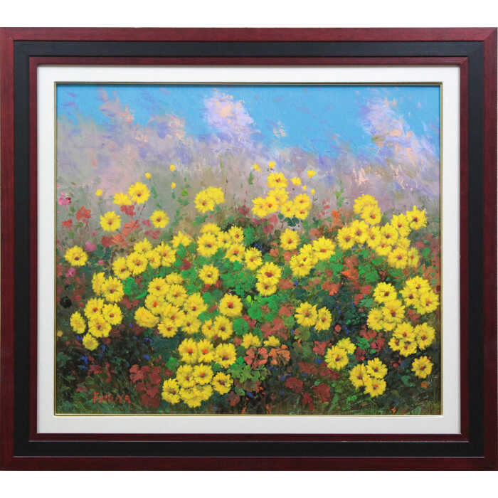 絵画油絵アート原画一点物花ミモザイエロー可憐SM