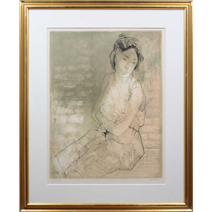 □ジャン・ジャンセン 【市場】 リトグラフ 直筆サイン