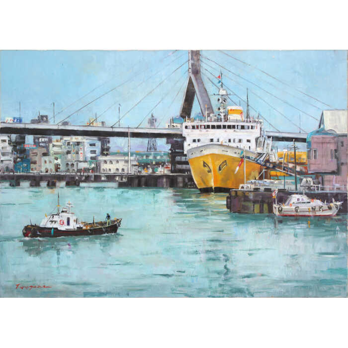 肉質油絵 横 10号 セーヌ川 梅沢民雄 額装仕上げ品 肉質油絵横10号