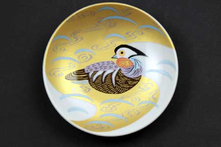 九谷焼 一窯 皿 オシドリ？