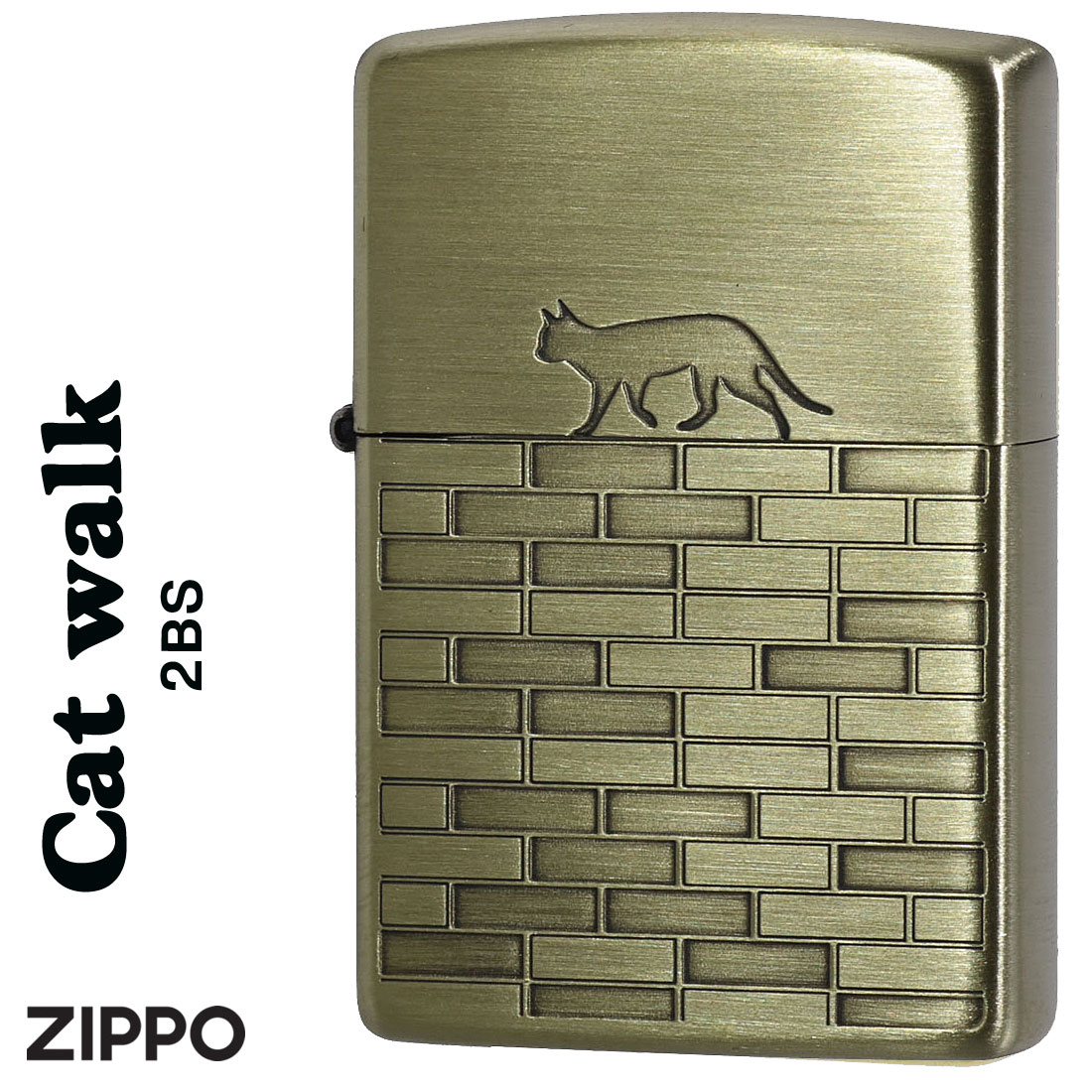 楽天市場】(在庫限りで終了) ZIPPO(ジッポーライター)CAT walk 真鍮古