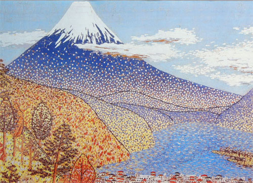 油絵絵画(秋の富士さん)