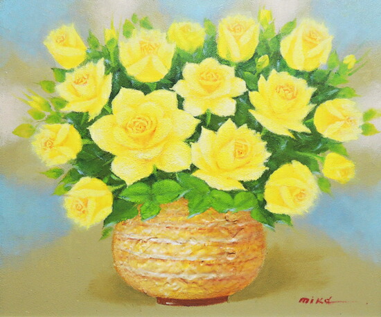 黄色のバラ 油絵 鄭 秀京 Soo 黄色のバラ 油絵 鄭 秀京 Soo 黄色の