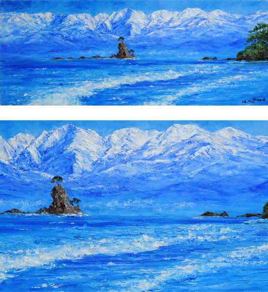 油彩画 雨晴海岸 小川久雄画伯作 F4号￼ 楽天市場】絵画 油絵 雨晴