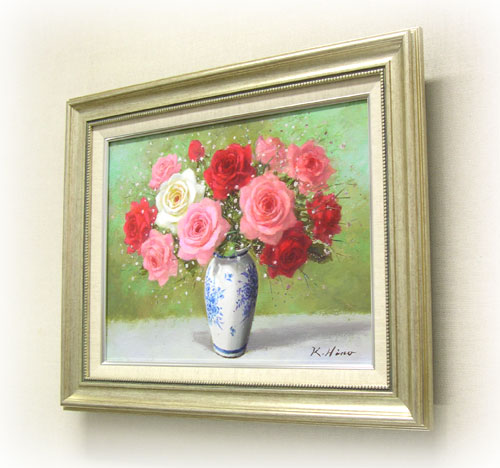 楽天市場】絵画 油絵 ばら (日野皖) 送料無料 【肉筆】【油絵】【花