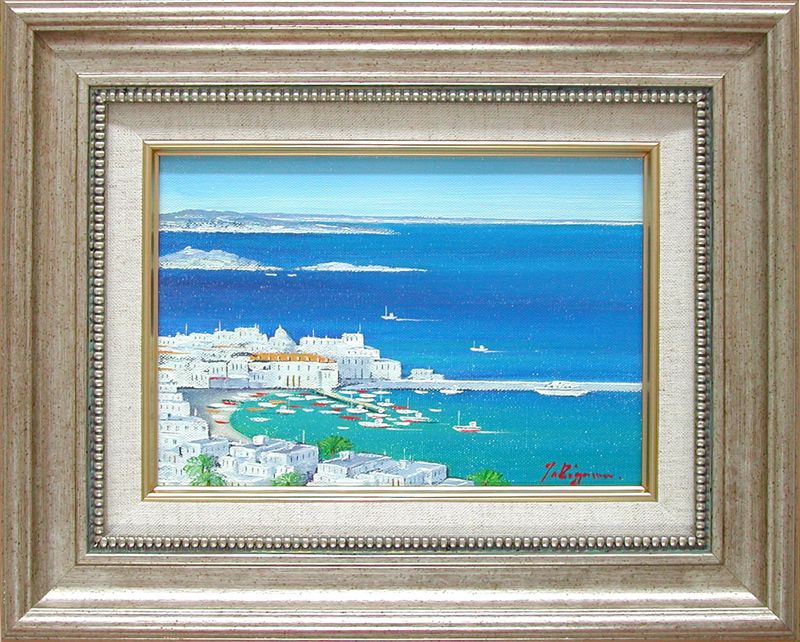 油絵㉔ 楽天市場】絵画 油絵 青い海のエーゲ海 ミコノス島 （滝川英彦