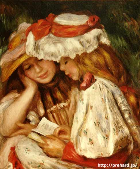 楽天市場】ルノワール 絵画 読書する二人の少女 F8号 送料無料 【複製
