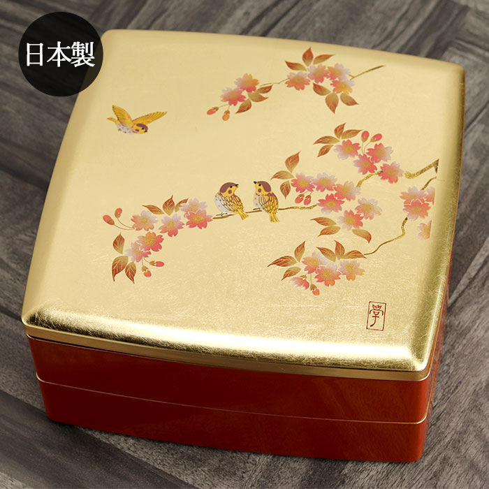 漆器重箱 花と鳥のデザイン 漆器重箱 花と鳥のデザイン 重箱 花と鳥の
