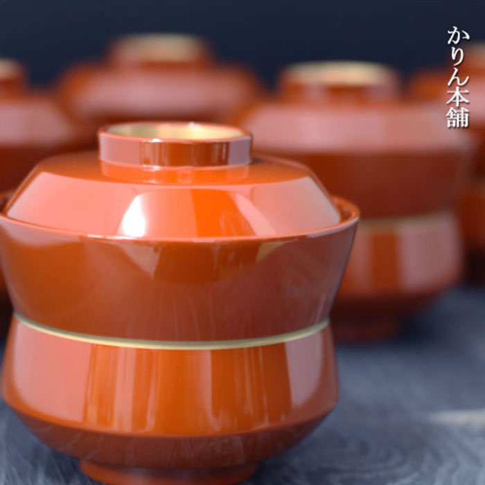 楽天市場】送料無料 フタ付き吸い物椀 5客セット 総朱 金帯 杵形椀 5入