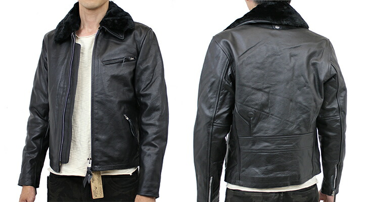 楽天市場】襟ボア付 シングルライダース バッファローレザー 水牛革 革