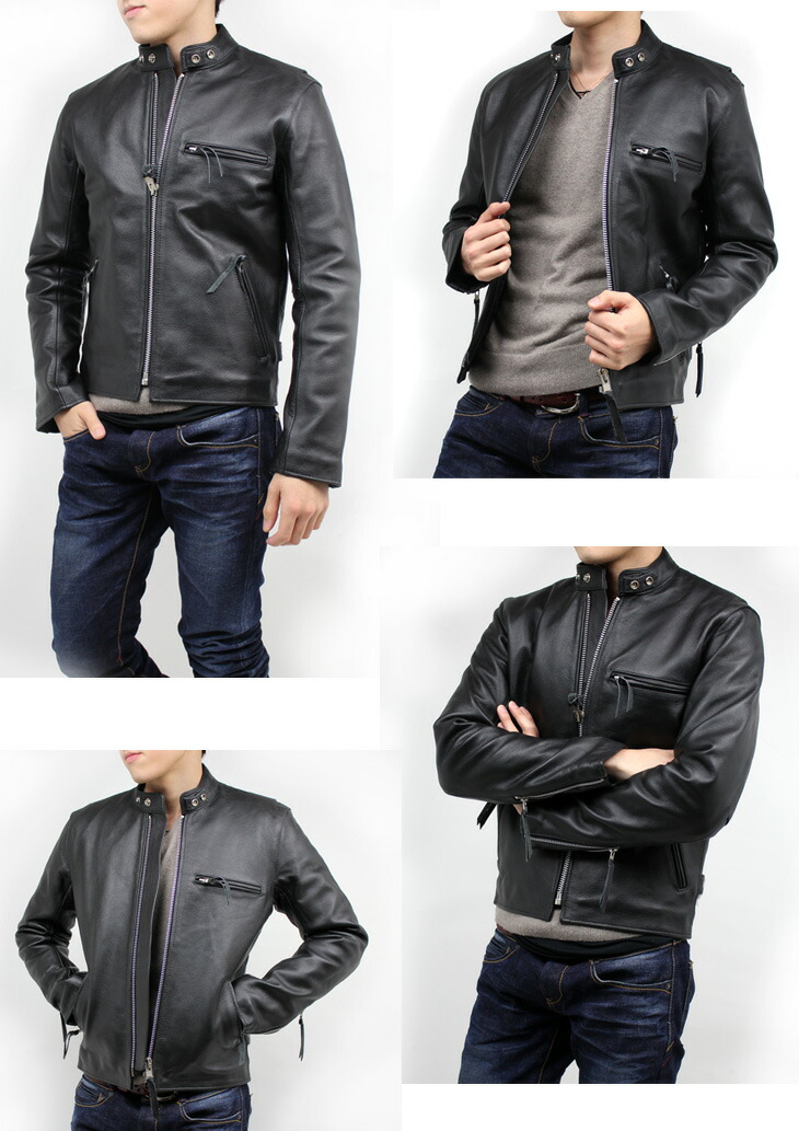 楽天市場】XS〜7L シングルライダース 革ジャン レザージャケット