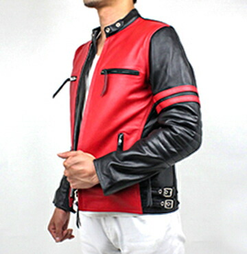 レザージャケット バッファロー 赤 ワインレッド ファー 50 XL Y2K