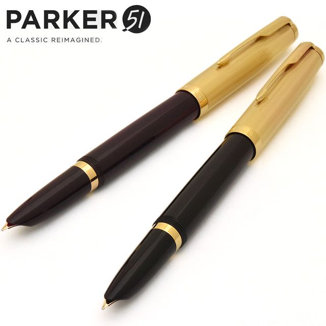 値下げ❗】【PARKER 51万年筆2本 】 黒と青金色・インク付き