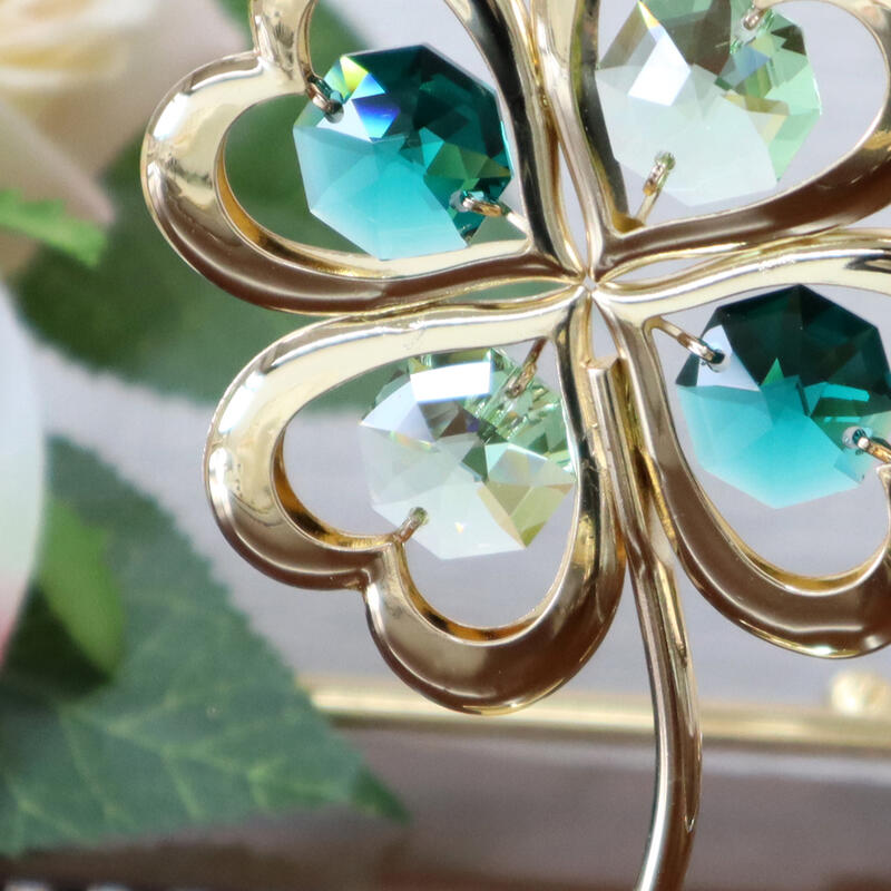 楽天市場】クリスタルオーナメント クローバーオブジェ 四つ葉の