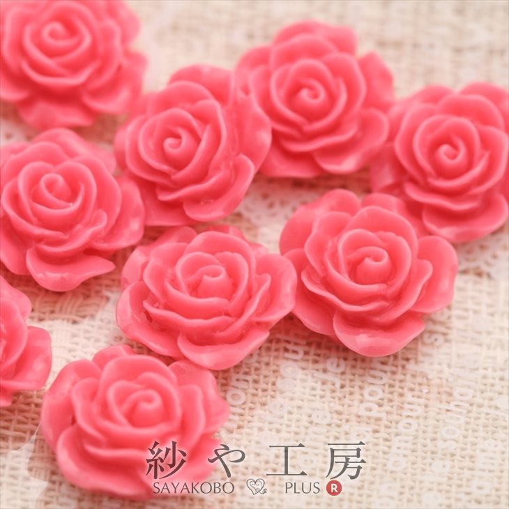 楽天市場】カボション パーツ バラ 通し穴付 ピンク 15mm 1.5cm 10個