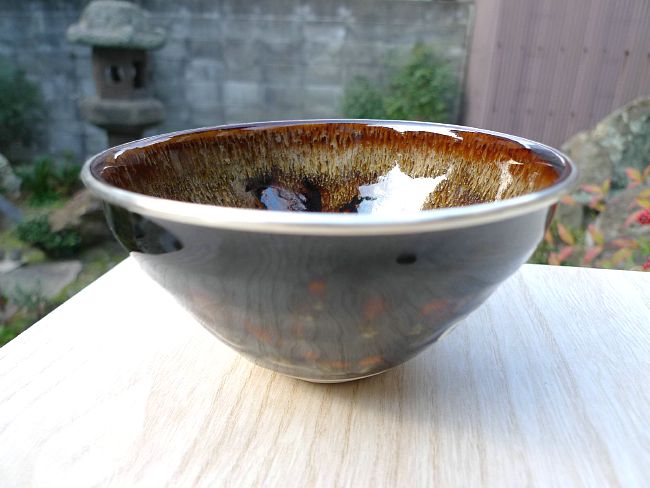 京焼・清水焼 牧勇吉作 油滴 茶碗 共箱 無傷 古物。 【公式通販】