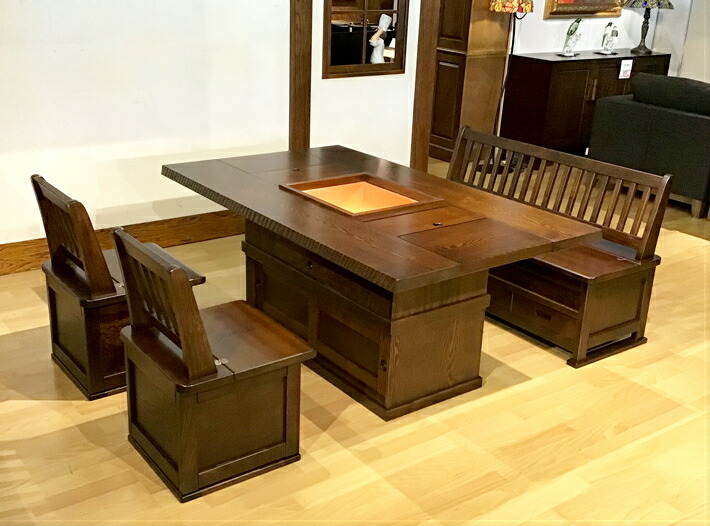 囲炉裏テーブル 囲炉裏付き座卓 民芸調 アンティーク 古民家 旅館 天然