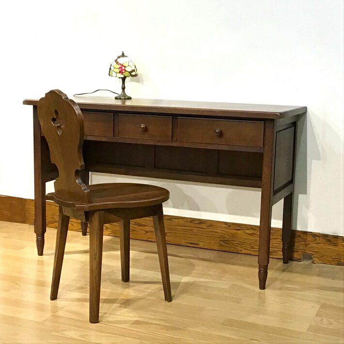 英国アンティーク木製デスク/勉強机/テーブル/飾り棚/オフィス事務(91