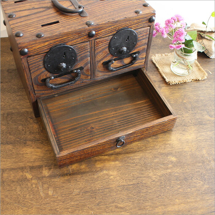 明治 硯箱 小引き出し 銭函 時代箪笥 骨董品 古道具 アンティーク 明治