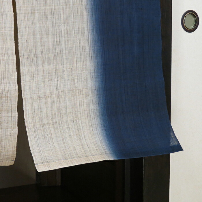 楽天市場】麻のれん のれん 暖簾 ：縦染ぼかし紺藍（手織り和風麻暖簾