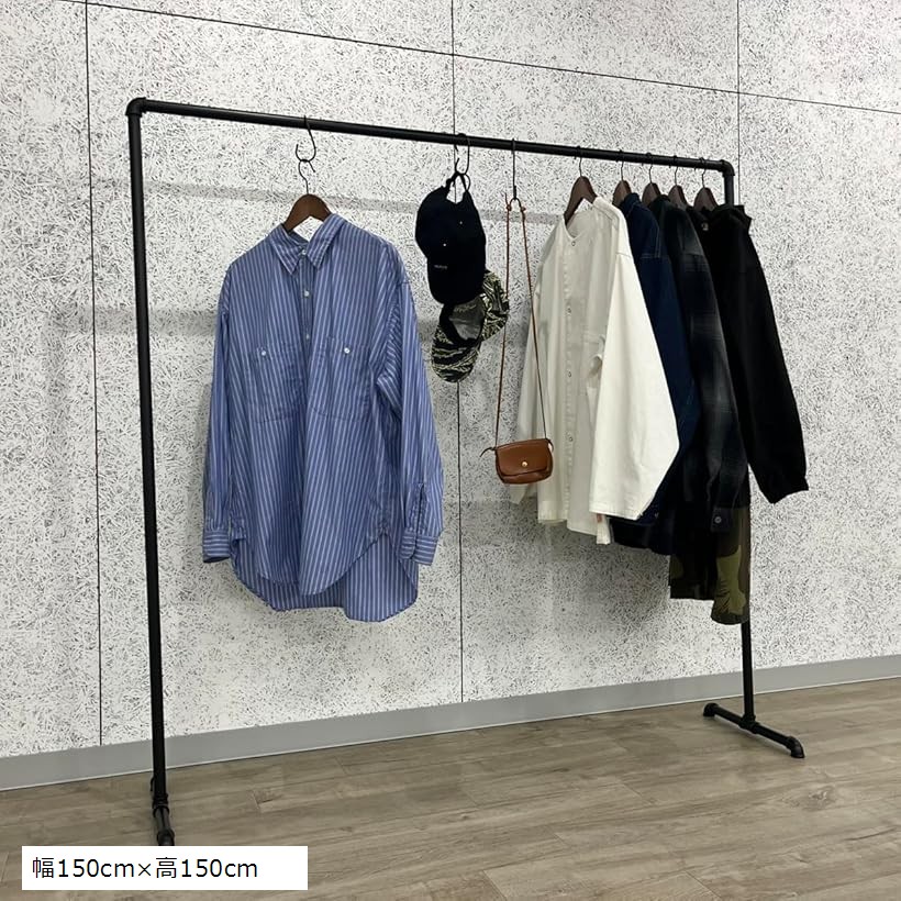 ハンガーラック 120 アイアン ガス管 店舗 什器 収納 シンプル 黒