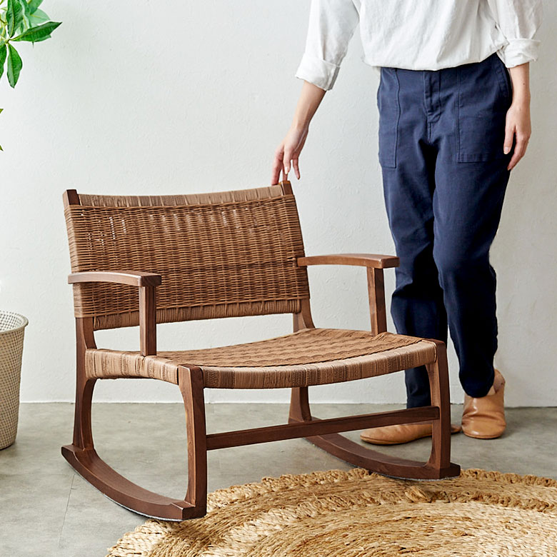 楽天市場】ロッキングチェア チェア 椅子 ラタン調 約 W 60cm D 65cm H