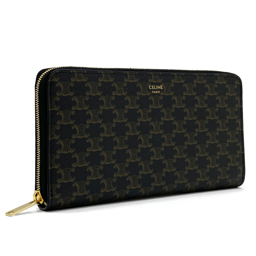 CELINE(セリーヌ) 2つ折り財布 トリオンフ 節約 ジップ ウォレット 黒