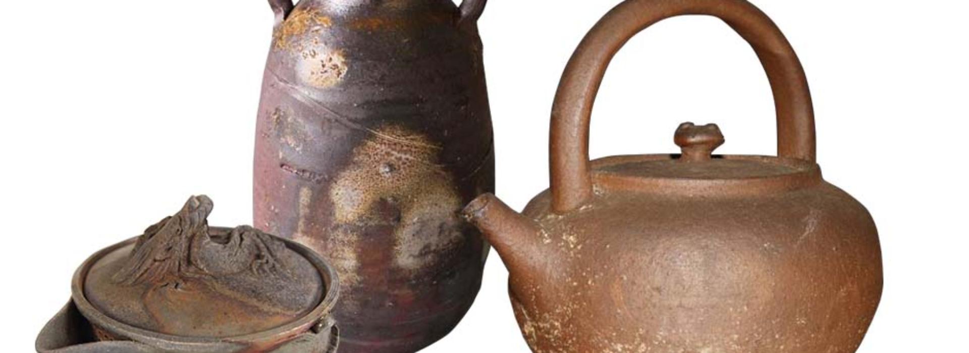 古備前 鳥 鶉 葡萄 松ぼっくり 和風 置物 細工物 骨董品 備前焼 古