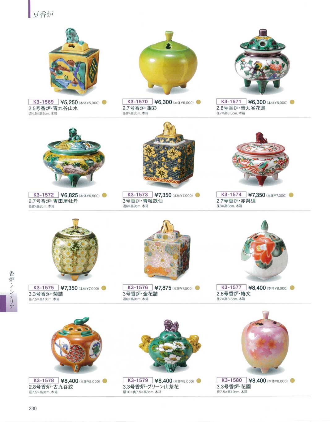 九谷焼 古九谷 1650年代 赤絵 花草文 四方香炉 鑑定書箱書 M R8915