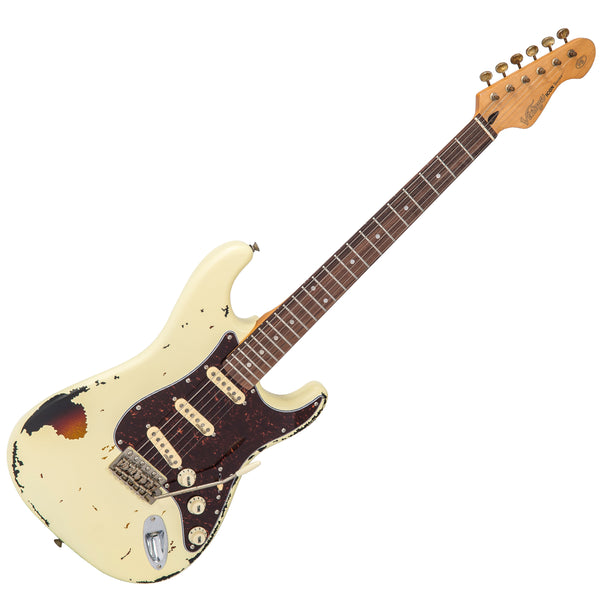 NEW!! Vintage V6 ICON Electric Guitar ~ Distressed White over