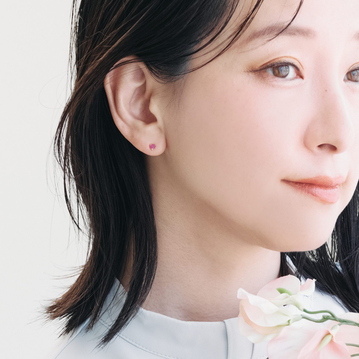 7月誕生石のアクセサリー K18YG ルビー 7月の誕生石 ハートピアス 18金