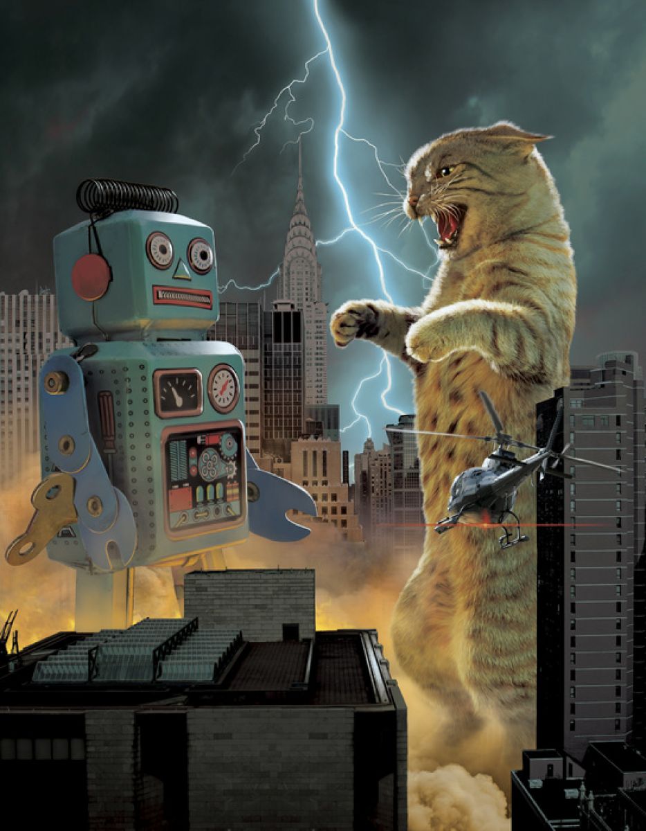 PHOTOWALL / Catzilla vs Robot (e313830) | 輸入壁紙専門店 WALPA